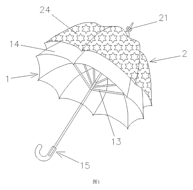 2-in-1 Parent & Child Umbrella - patent drawing